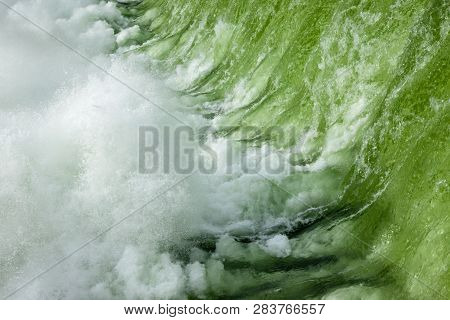 The Spokane River In Spring Flood Near Downtown Spokane, Washington, Usa