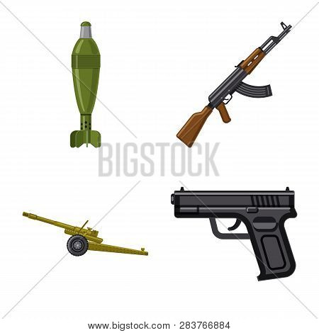 Vector Design Of Weapon And Gun Sign. Collection Of Weapon And Army Stock Vector Illustration.