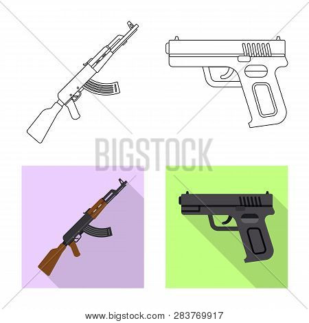 Vector Design Of Weapon And Gun Logo. Collection Of Weapon And Army Vector Icon For Stock.