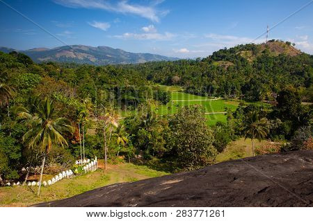 View From Lankatilaka Buddhist Temple. Hiyarapitiya Village, From The Udu Nuwara Area Of Kandy Distr