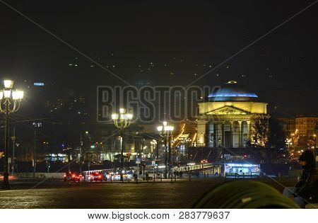 Turin, Piedmont, Italy. December 2018. The Church Of The Great Mother Of God