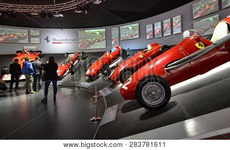 At The Ferrari Museum, The Room Where The World-class Formula 1 Winning Cars Are Displayed