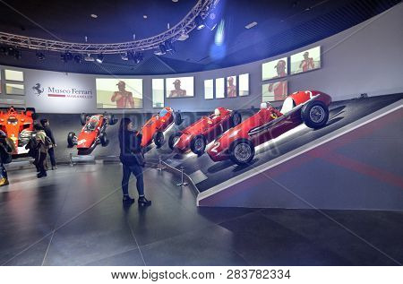 At The Ferrari Museum, The Room Where The World-class Formula 1 Winning Cars Are Displayed