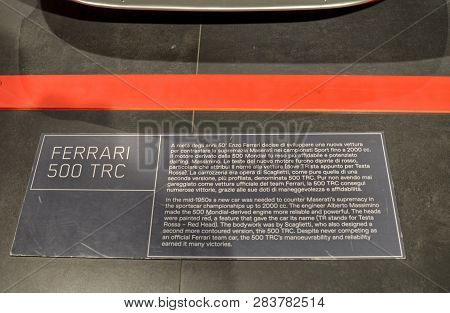 At The Ferrari Museum, The 500 Trc. Where Tr Indicates Red Tesat, For The Red Colored Engine Heads