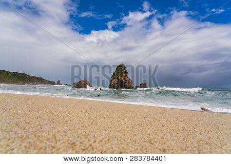 West Coast Rocky Beach, Cape Foulwind, Westport, New Zealand, Amazing Beach Of Cape Foulwind In New 