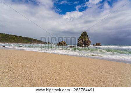 West Coast Rocky Beach, Cape Foulwind, Westport, New Zealand, Amazing Beach Of Cape Foulwind In New 