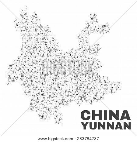 Yunnan Province Map Designed With Small Dots. Vector Abstraction In Black Color Is Isolated On A Whi