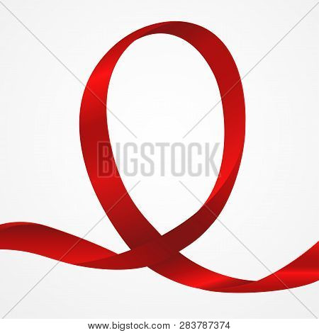 Awareness Red Ribbon For Awareness, Background Template With Copy Space For Cover, Page Or Advertise