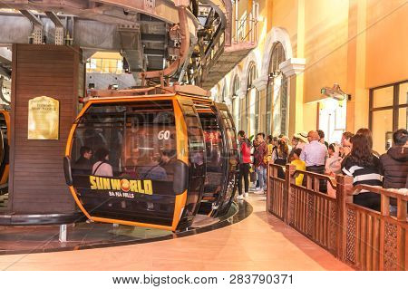 Da Nang, Vietnam, January 03, 2019 : The Cable Car For Transportation From The Ground To The Top Of 