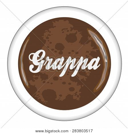 Top View Of A Cup Of Grappa Coffee Over A White Background