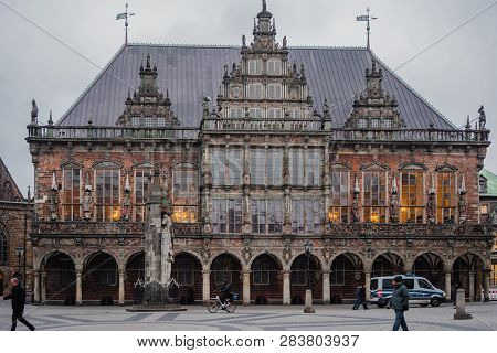 Bremen, Germany, January, 2019 - Colorful Houses In Historic Schnoorviertel In Bremen, Germany