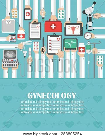 Gynecology Medical Flat Design.lorem Ipsum Is Simply Text.vector Illustration