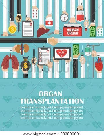 Medical Human Transplatation Flat Design.lorem Ipsum Is Simply Text.vector Illustration