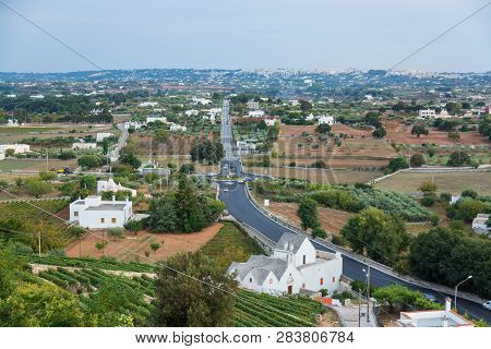 View Of Locorotondo City Steet, Province Bari, Region Puglia, Sauthern Italy