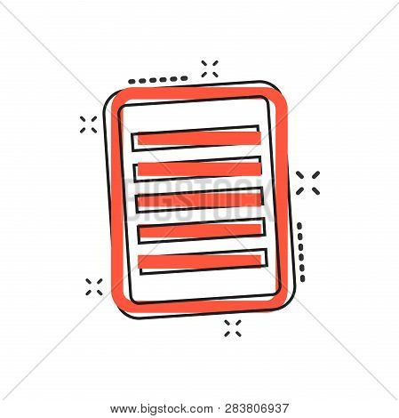 Vector Cartoon Document Icon In Comic Style. Note Sign Illustration Pictogram. Notebook Business Spl