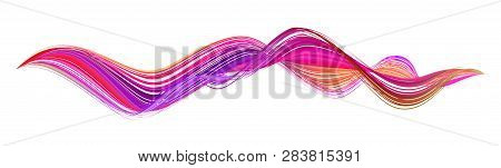 Colorful Flow Brushstroke. Wabe Sea Isolated Line.. Realistic Volume Brush Stroke. Liquid Paint Ink 
