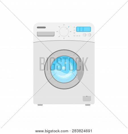 Washing Machine. Vector Drawing. Icon. Power On