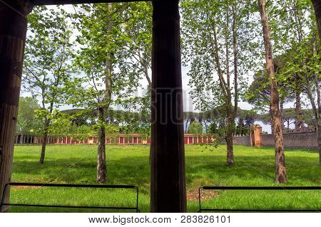 View Of The Center Of The Courtyard In What Was A Large Swimming Pool In The Large Palaestra In Pomp