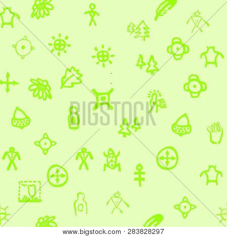Cartoon Style. Drawing Doodling Map Elements. Pattern With Topographic Icons
