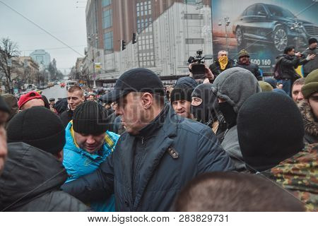 Ukraine, Kiev, January 18, 2014: Demonstration Antimaidan Against Euromaidan On Bessarabka In Kiev