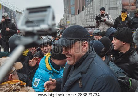 Ukraine, Kiev, January 18, 2014: Demonstration Antimaidan Against Euromaidan On Bessarabka In Kiev