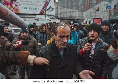 Ukraine, Kiev, January 18, 2014: Demonstration Antimaidan Against Euromaidan On Bessarabka In Kiev