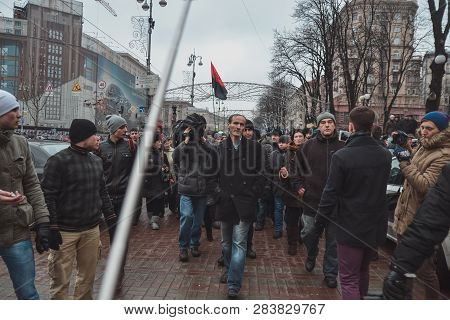 Ukraine, Kiev, January 18, 2014: Demonstration Antimaidan Against Euromaidan On Bessarabka In Kiev