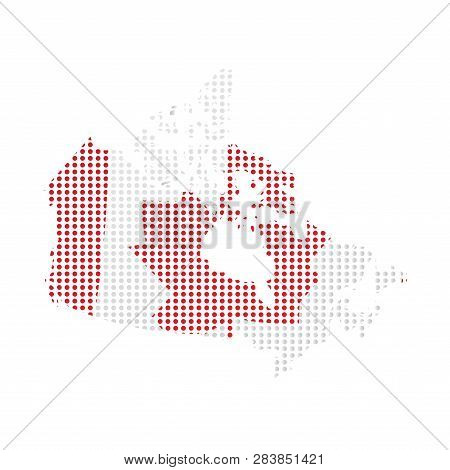 Map Of Canada With Flag. Pointillism Style. Vector Illustration Design