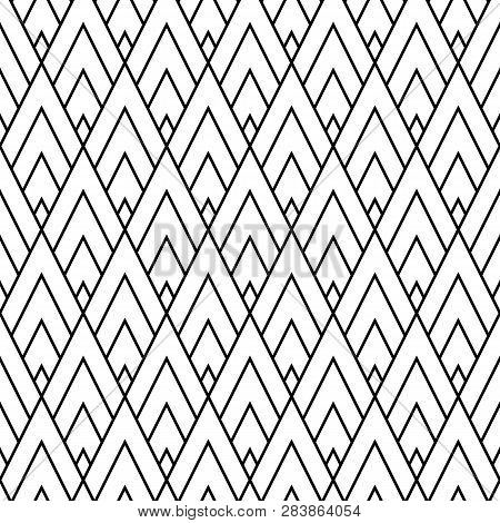 Seamless Boho Style Pattern With Outlined Rhombus Repeat