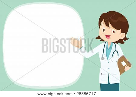 Doctor Present Sitting At The Table In Hospital, Infirmary, Clinic.healthcare Concept.character Prof