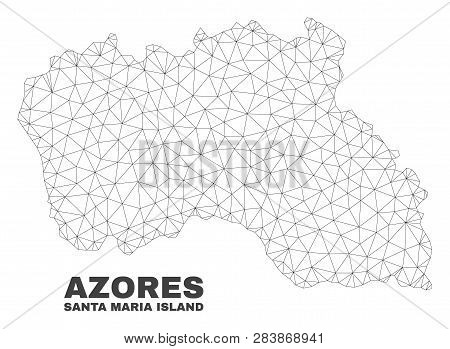 Abstract Santa Maria Island Map Isolated On A White Background. Triangular Mesh Model In Black Color