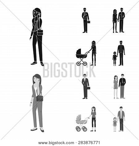 Vector Illustration Of Character And Avatar  Icon. Set Of Character And Portrait Vector Icon For Sto