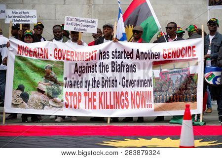 London, England - May 30: Demonstration Of Separatist Organisation Indigenous People Of Biafra At Tr