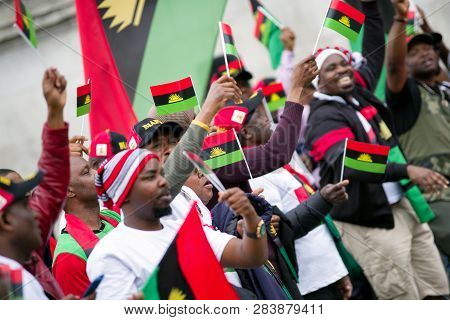 London, England - May 30: Demonstration Of Separatist Organisation Indigenous People Of Biafra At Tr