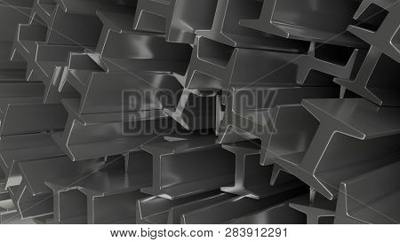 render of 3d construction metal beams