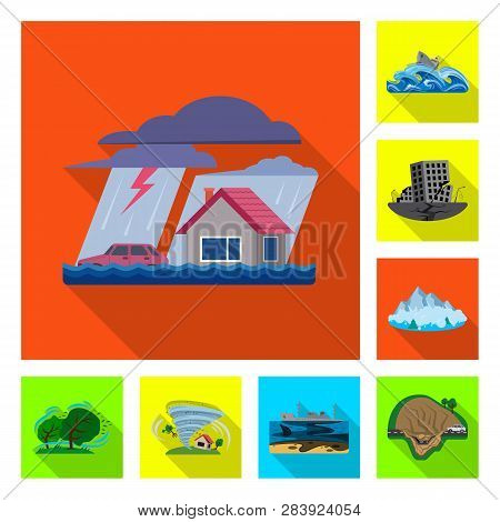 Vector Design Of Natural And Disaster Sign. Collection Of Natural And Risk Stock Vector Illustration
