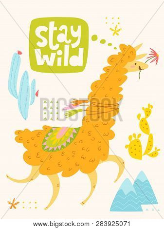 Vector Poster Or Card With Cute Cartoon