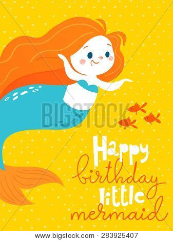 Vector Cartoon Summer Poster With Cute Little