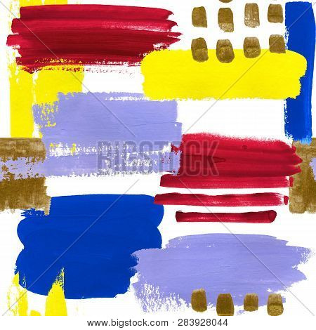 Abstract Watercolor Illustration. The Effect Of A Dry Brush. Seamless Illustration On A White Backgr