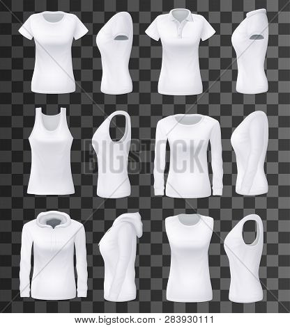 T-shirt Templates With Hoodie And Sweatshirt, Polo And Singlet Or Sleeveless Shirt Isolated Mockups.