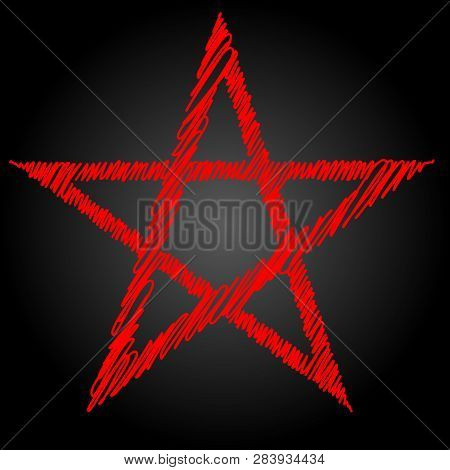 Pentagram Or Pentalpha Or Pentangle. Dot Work Ancient Pagan Symbol Of Five-pointed Star Isolated Ill