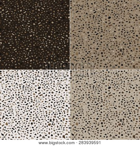 Webset Of Seamless Textures Of Terrazzo Stone Of Light And Dark Colors