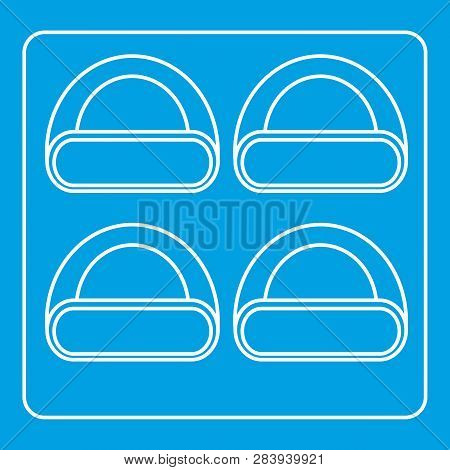 Different Sushi Icon Blue Outline Style Isolated Illustration. Thin Line Sign