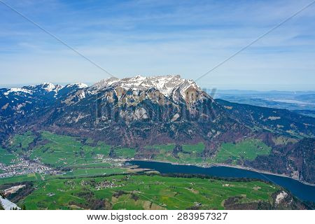 Mt. Pilatus As Seen From The Top Of Mt. Stanserhorn In The Beginning Of May. The Pilatus Is A Mounta