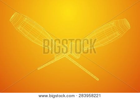 Crosshead Screwdriver. Handyman Tool For Home Repair. Maintenance Themed Abstract Model Wireframe Lo
