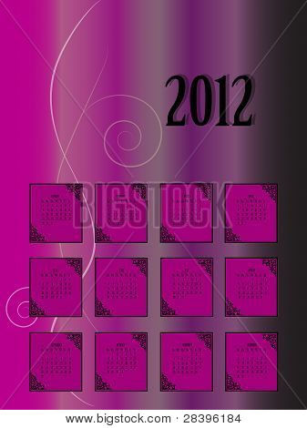 Bir arka plan takvim 2012 dikey yönlendirmeye