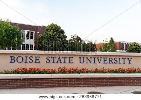 Boise, Idaho - July 21, 2018: Boise State Campus Sign At The College Campus, Exterior View