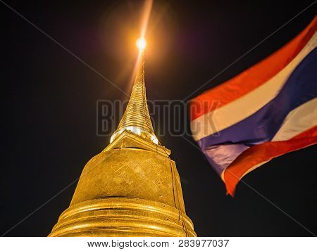 Chedi Phukhao Thong Or Golden Mount At Wat Saket Temple In Bangkok City Thailand.bangkok City Travel