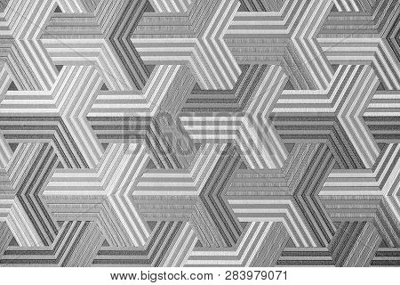 3d. Abstract Silver Metal Background. Geometric Hexagons. Different Color