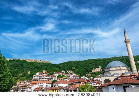 View Of Prizren, Kosovo With Prizren Fortress Visible On The Top Of The Hill